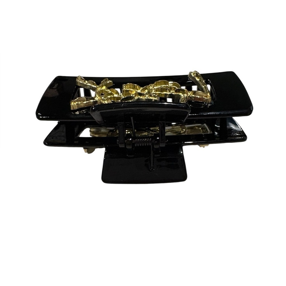 Luxury Designer Inspired Hair Claw Clip. Black with Gold letters. NEW! - Picture 10 of 10